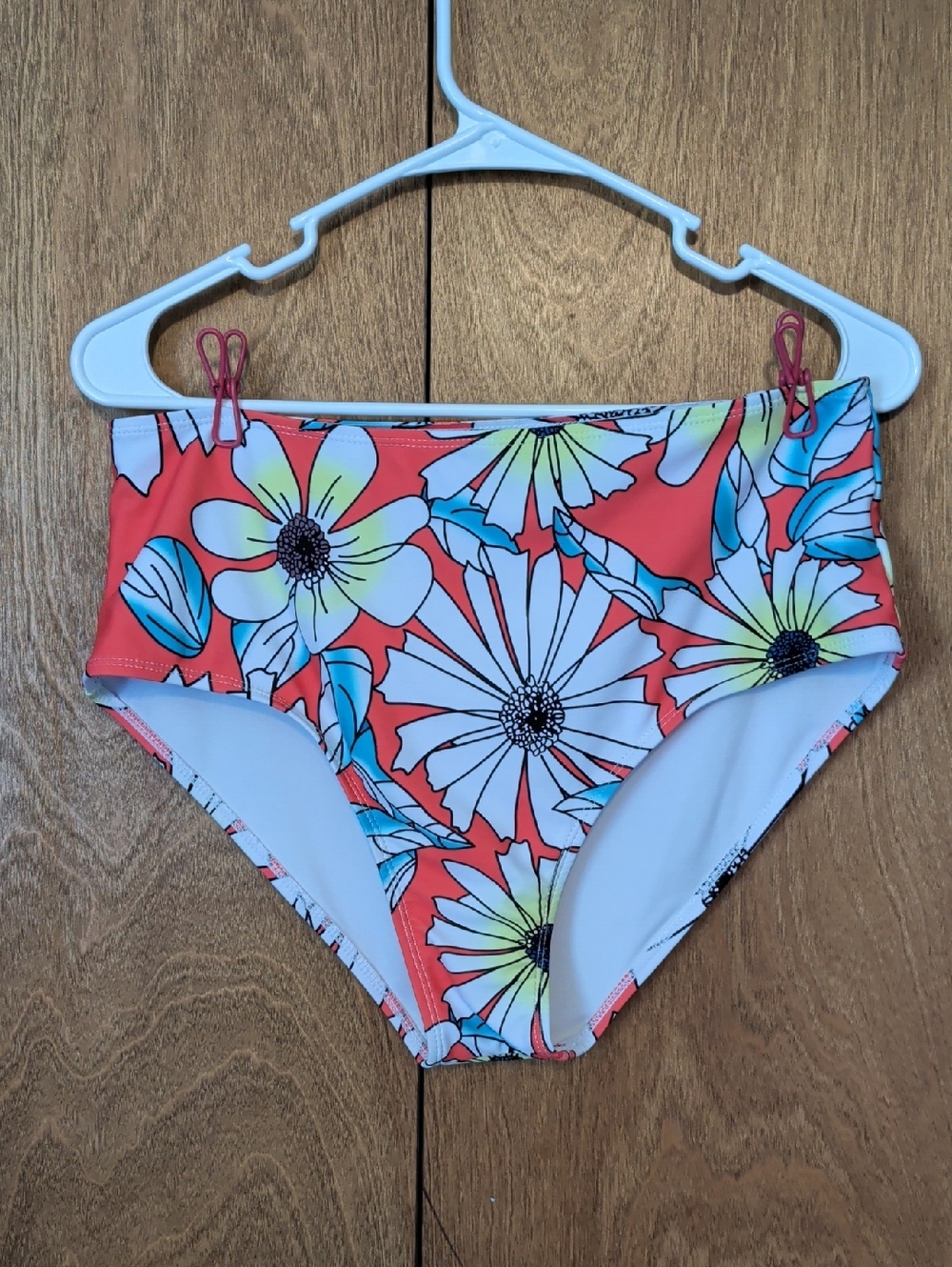 High-Waist Floral Bikini Bottoms - Coral Multi